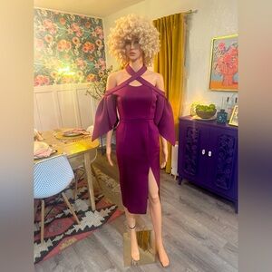 ASOS Purple/Maroon Unique Edgy Cut Out Dress Sz 4 - NWT